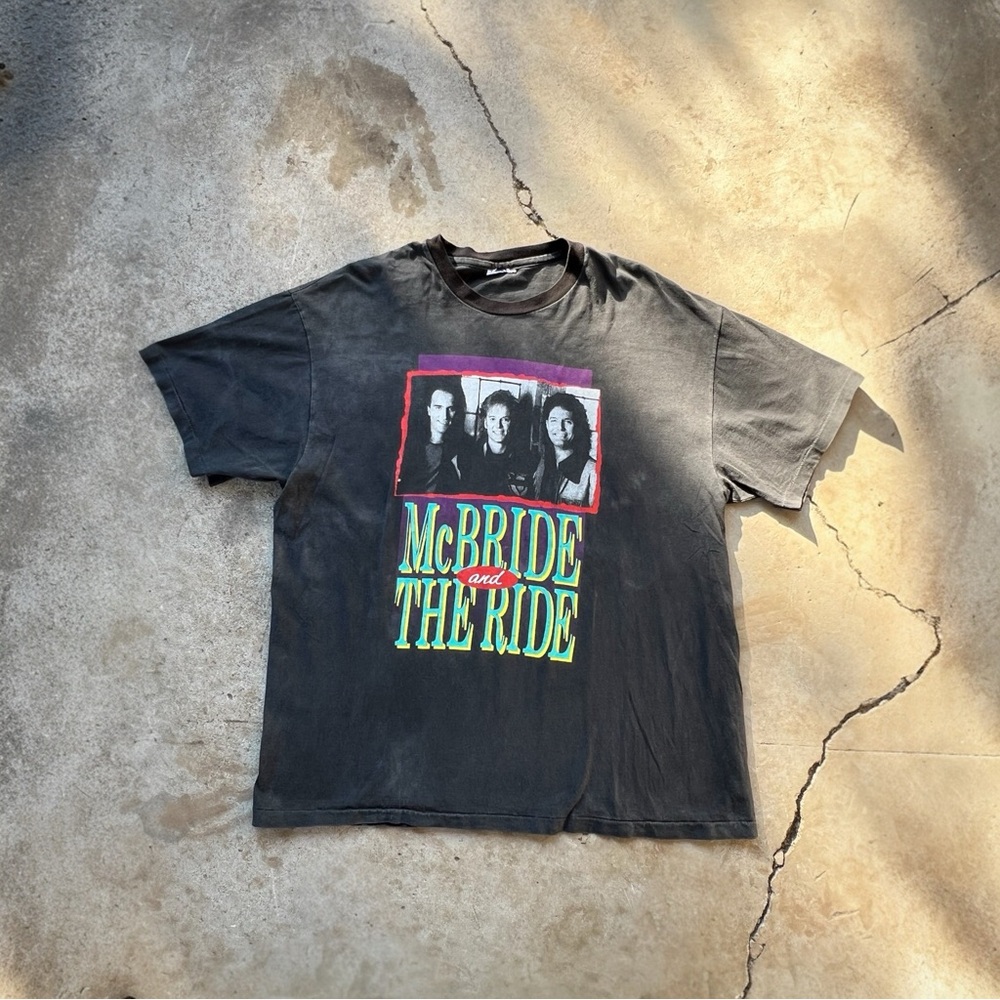 McBride and the ride 90s vintage blk front and back print single stitch hanes